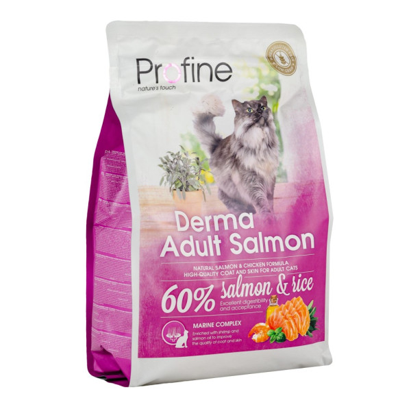 Profine (Профайн) Derma With Salmon&Rice - Сухой корм для взрослых длинношерстных кошек с лососем и рисом 2 кг