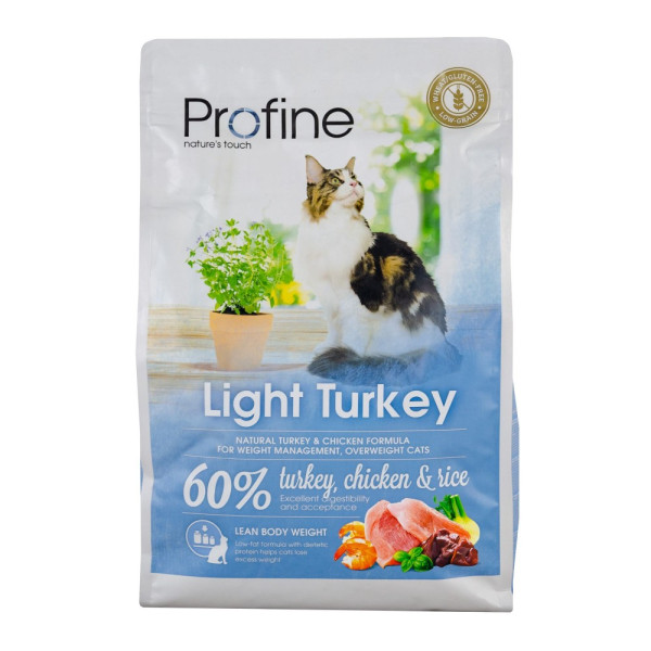 Profine (Профайн) Light With Turkey - Сухой корм для кошек с лишним весом с индейкой и курицей 2 кг