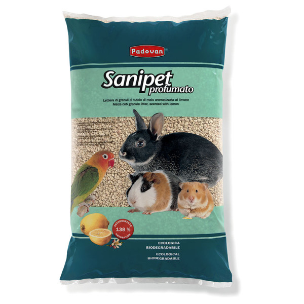 Рadovan (Падован) Sanipet Profumato - Наполнитель для клеток грызунов кукурузный гигиенический с ароматом лимона 4 л