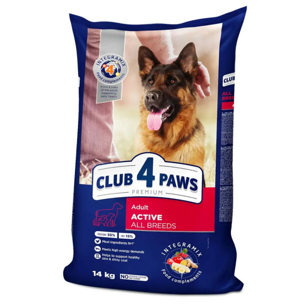 Club 4 Paws (Клуб 4 Лапы) Dog Premium Active All Breeds Chicken - Сухой корм для собак всех пород с активным образом жизни, с курицей 14 кг