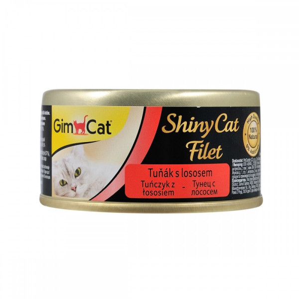 GimCat (ДжимКет) Shiny Cat Filet - Влажный корм для кошек с тунец и лососем 70 г