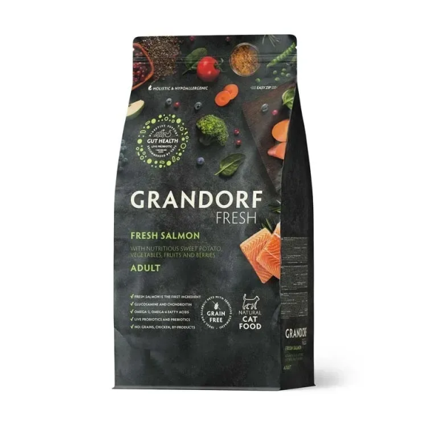 Grandorf (Грандорф) Fresh Salmon & Sweet Potato Adult Cat - Сухой беззерновой корм для взрослых кошек с лососем и бататом 400 г