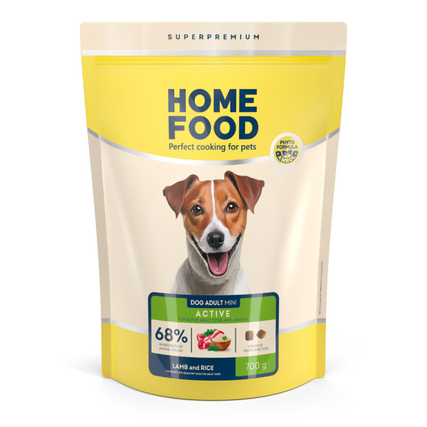 Home Food (Хоум Фуд) Low-grain for Active Dog Junior and Adult Mini Lamb&Rice - Низкозерновой сухой корм для активных юниоров и взрослых собак малых пород ягнятина и рис 700 г