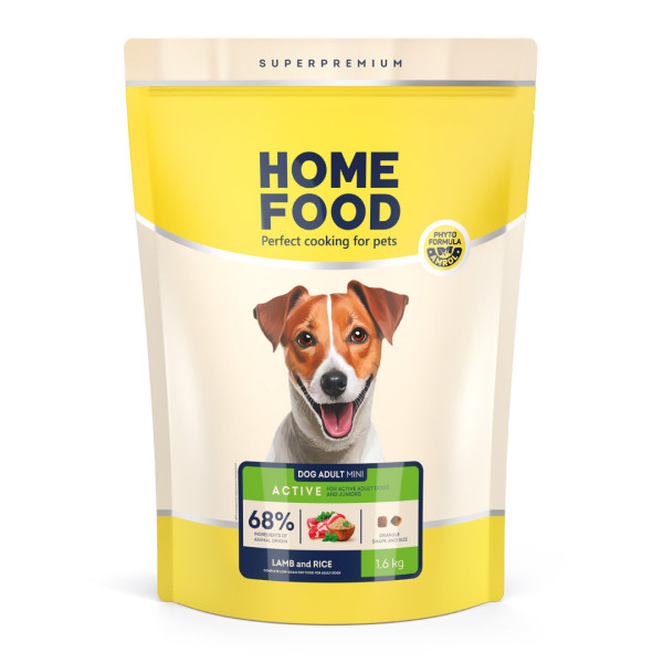 Home Food (Хоум Фуд) Low-grain for Active Dog Junior and Adult Mini Lamb&Rice - Низкозерновой сухой корм для активных юниоров и взрослых собак малых пород ягнятина и рис 1.6 кг
