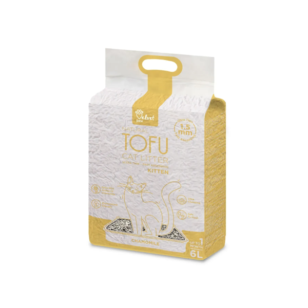 Наполнитель Velvet Paw Tofu (Велвет Пав Тофу) для котят с экстрактом ромашки 6 л