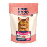Home Food (Хоум Фуд) Cat Adult Healthy Skin And Shiny Coat Turkey & Salmon - Сухой корм для кошек здоровая кожа и блеск шерсти индейка и лосось 400 г