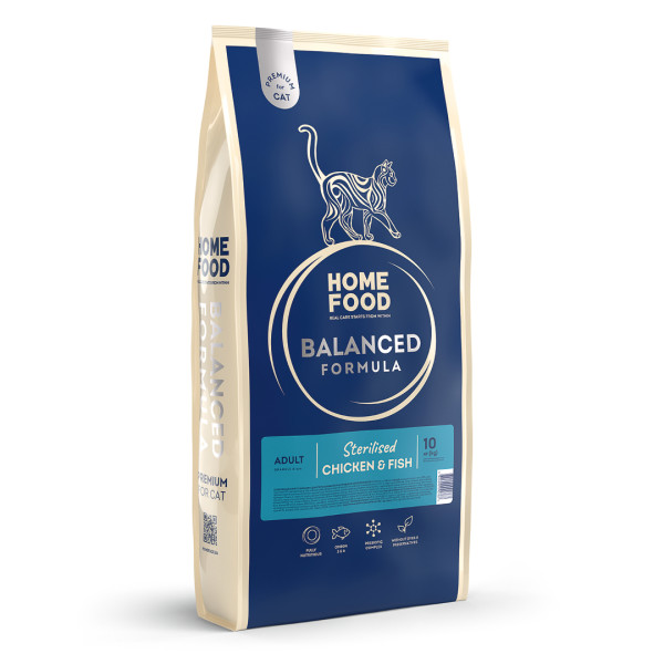Home Food (Хоум Фуд) Cat Adult Sterilised - Сухий корм для стерилізованих котів з куркою та рибою 10 кг