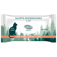 Inodorina (Инодорина) Green Erba Gatta E Lino - Влажные биоразлагаемые салфетки с кошачьей мятой и льном для кошек с длинной шерстью 30 шт