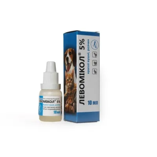 Левомикол - Ушные капли для животных 10 мл