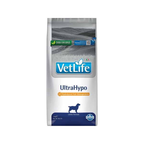 Farmina Vet Life (Фармина Вет Лайф) Natural Diet Dog Ultrahypo - Сухой лечебный корм для собак для снижения пищевой аллергии и/или непереносимости ингредиентов и питательных веществ 12 кг