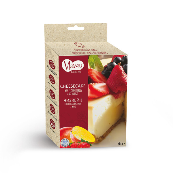 Mavsy (Мавси) Freeze Dried Cheesecake With Apple, Cranberries and Mango - Лакомство для собак чизкейк с яблоком, клюквой и манго 50 г