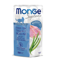 Monge (Монж) Supreme Cat Grain Free Tuna, Mullet & Green Beans Sterilised Adult - Влажный беззерновой корм для взрослых стерилизованных котов с мясом тунца, кефалью и стручковой фасолью 80 г