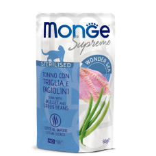 Monge (Монж) Supreme Cat Grain Free Tuna, Mullet & Green Beans Sterilised Adult - Вологий беззерновий корм для дорослих стерилізованих котів з м’ясом тунця, кефаллю та стручковою квасолею 80 г