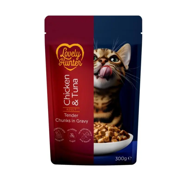 Lovely Hunter (Лавли Хантер) Cat Adult Pouches Chicken & Tuna - Влажный корм для взрослых котов с курицей и тунцом 300 г