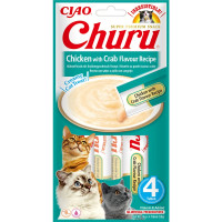 INABA (Инаба) Cat Churu Mousse With Chicken&Crab - Лакомство для кошек сливочный мусс в стиках с курицей и крабом 56 г