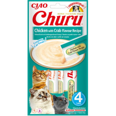 INABA (Інаба) Cat Churu Mousse With Chicken&Crab - Ласощі для котів вершковий мус у стіках з куркою та крабом 56 г