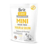 Brit Care (Брит Кеа) Mini Grain Free Hair & Skin - Сухой беззерновой корм для длинношерстных собак мелких пород с лососем и сельдью 0.4 кг