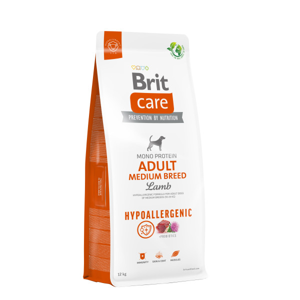 Brit Care (Бріт Кеа) Hypoallergenic Adult Medium Breed Lamb - Сухий корм для собак середніх порід з ягням 12 кг