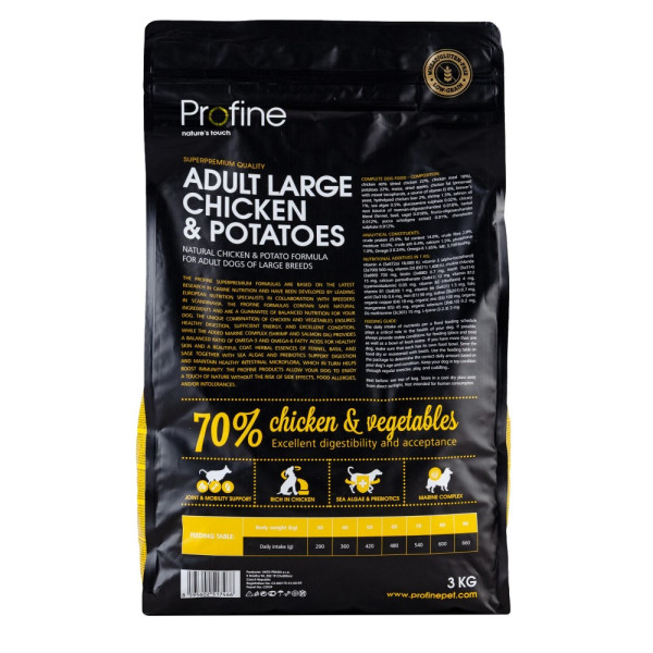 Profine (Профайн) Adult Large Breed With Chicken - Сухой корм для взрослых собак больших пород с курицей и картофелем 3 кг