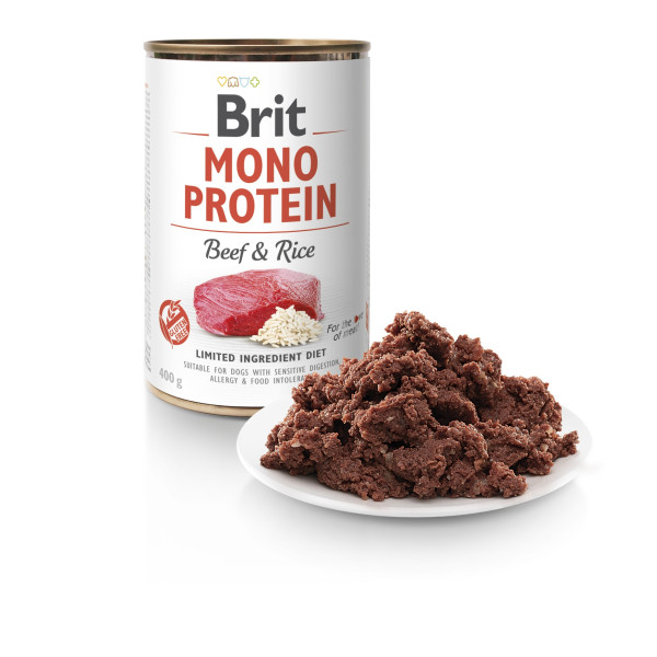 Brit Mono Protein Beef & Rice - Консерви для собак усіх порід з яловичиною та рисом 0.4 кг