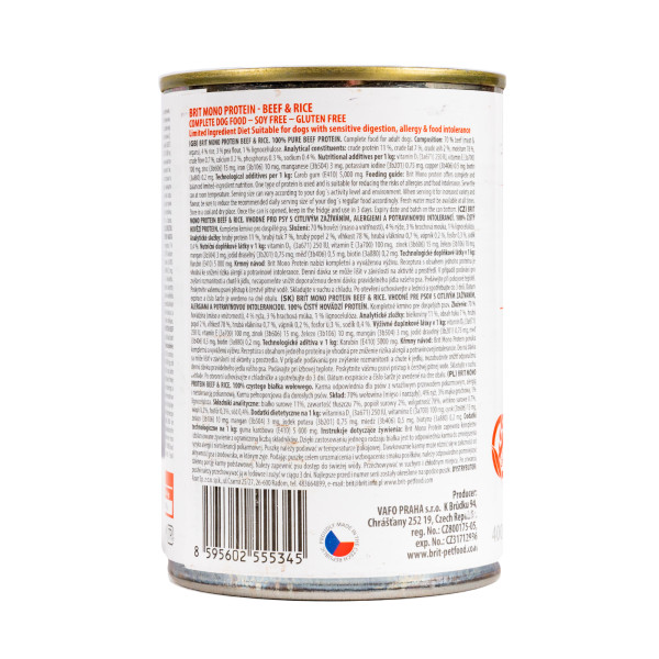 Brit Mono Protein Beef & Rice - Консерви для собак усіх порід з яловичиною та рисом 0.4 кг