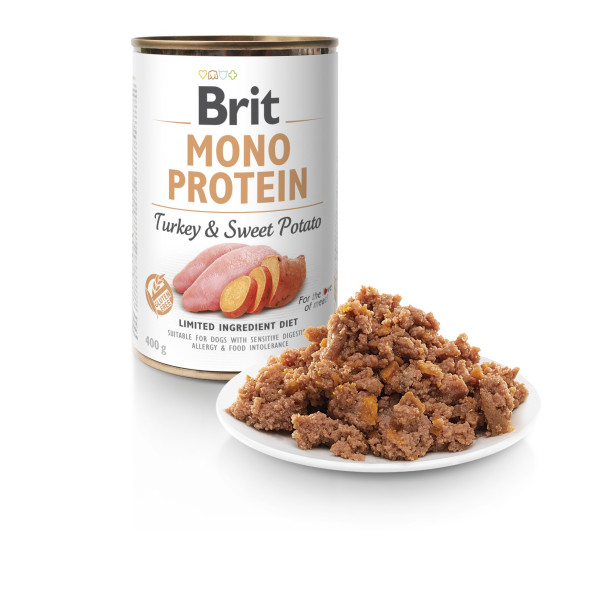 Brit Mono Protein Turkey & Sweet Potato - Консерви для собак усіх порід з індичкою та бататом 0.4 кг