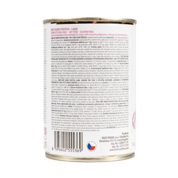 Brit Mono Protein Lamb - Консерви для собак усіх порід з ягням 0.4 кг
