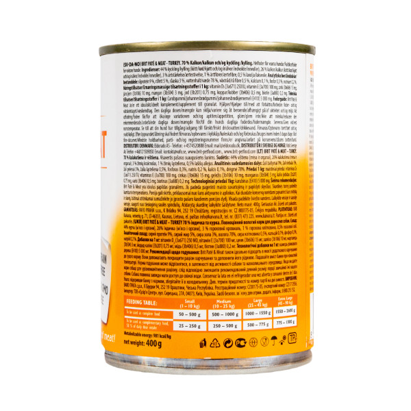 Brit Pate & Meat Turkey/Chicken - Консерви для собак усіх порід з індичкою та куркою 0.4 кг