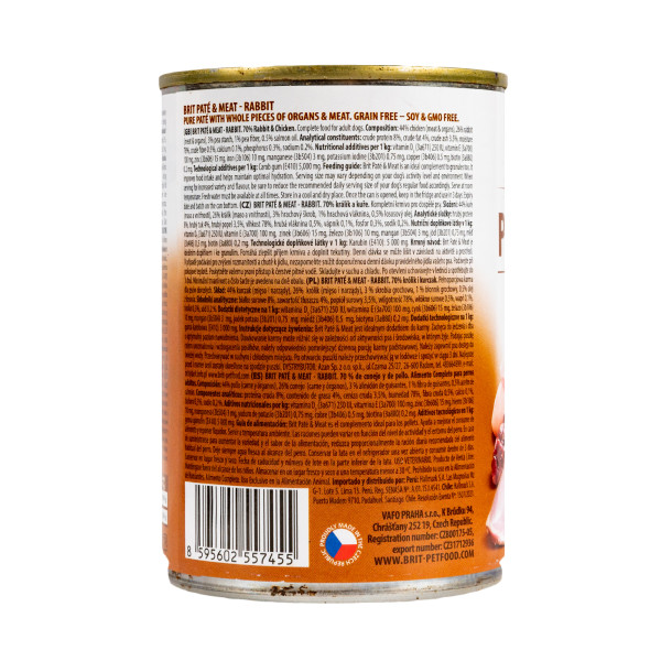 Brit Pate & Meat Rabbit/Chicken - Консерви для собак усіх порід з кроликом та куркою 0.4 кг