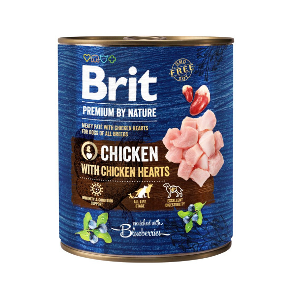 Brit Premium by Nature Chicken With Hearts - Консервы для собак с курицей и куриными сердечками 0.8 кг
