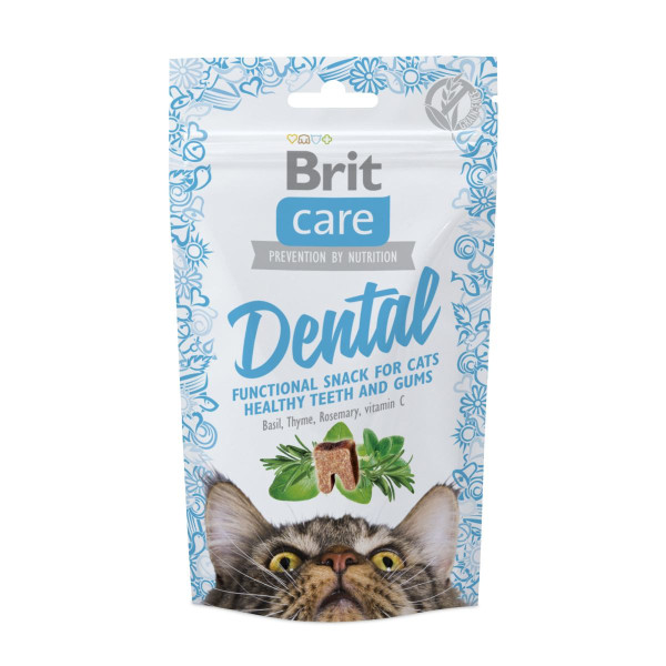 Brit (Брит) Care Dental - Функциональное лакомство с индейкой для кошек для здоровья зубов и десен, 50г