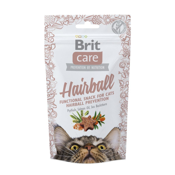 Brit (Брит) Care Hairball - Функциональное лакомство с уткой для кошек для выведения шерсти, 50г