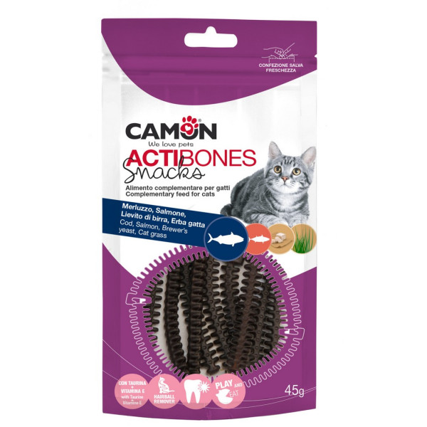 Camon (Камон) Cat Treats Actibones With Cod&Salmon - Лакомство для кошек с треской, лососем, пивными дрожжами и кошачьей мятой 45 г