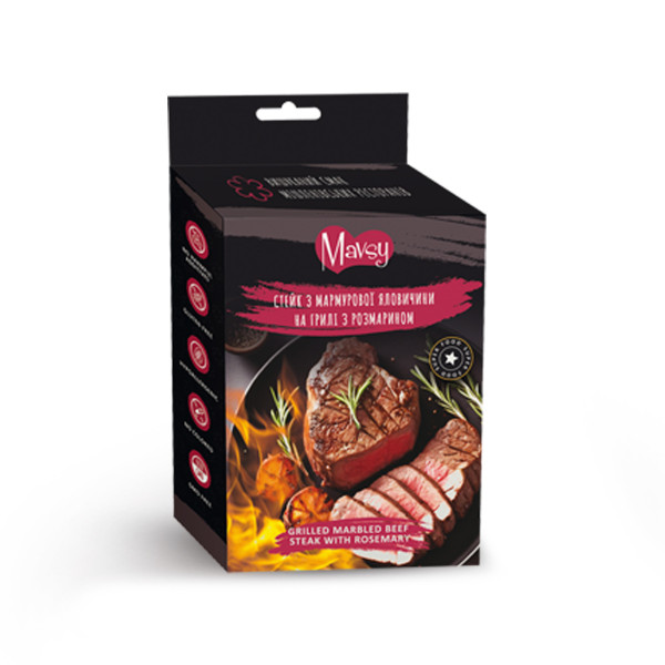 Mavsy (Мавси) Dog Refined Jerky Grilled Marbled Beef Steak With Rosemary - Лакомство для собак стейк из мраморной говядины гриль с розмарином 100 г