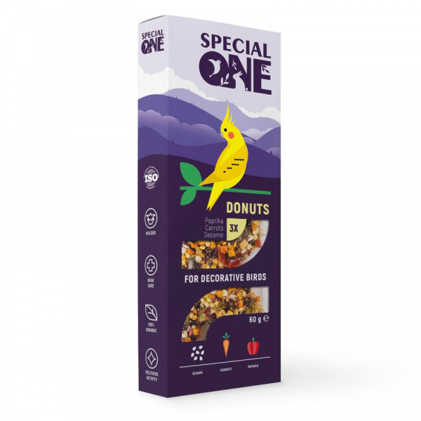 Special One (Спешл Ван) Пончики "Паприка, морковь, кунжут" - Лакомство для птиц 60 г