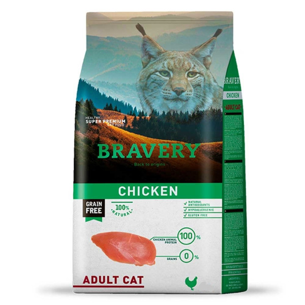 Bravery (Бравери) Cat Adult Chicken - Сухой беззерновой корм для кошек 2 кг
