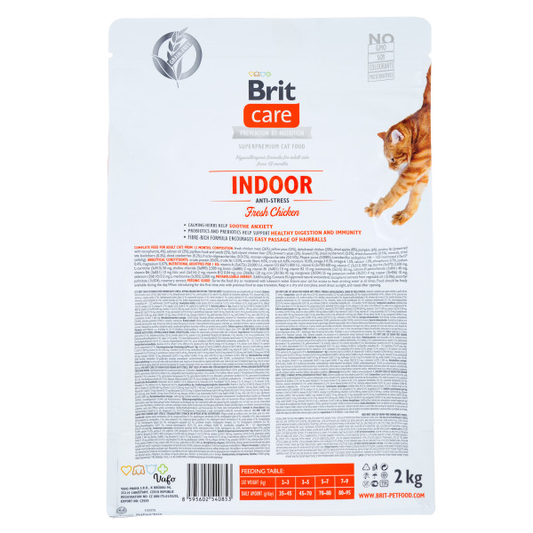 Brit Care (Бріт Кеа) Indoor Anti-stress - Сухий беззерновий корм для дорослих кішок для зниження стресу 2 кг