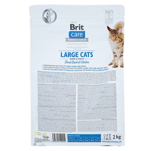 Brit Care (Бріт Кеа) Large cats Power & Vitality - Сухий беззерновий корм для кішок великих порід 2 кг