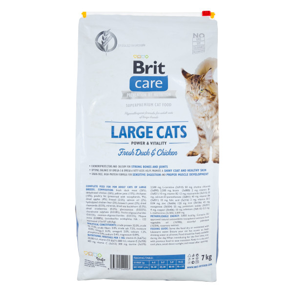 Brit Care (Бріт Кеа) Large cats Power & Vitality - Сухий беззерновий корм для кішок великих порід 7 кг