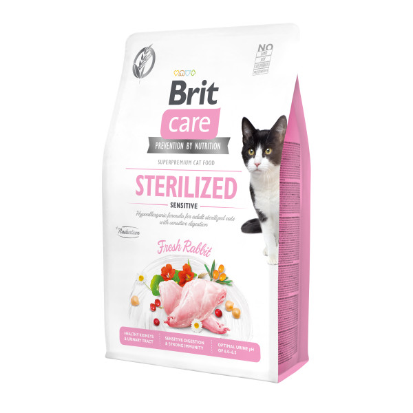 Brit Care (Брит Кеа) Sterilized Sensitive - Сухой беззерновой корм для стерилизованных кошек с чуствительным ЖКТ 2 кг