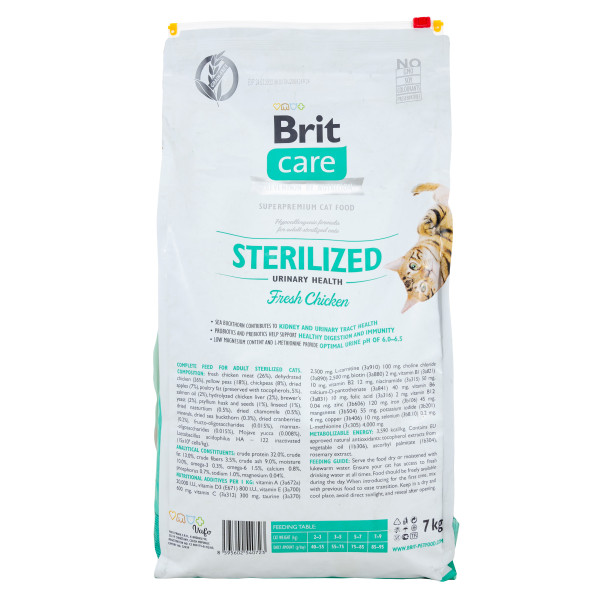 Brit Care (Бріт Кеа) Sterilized Urinary Health - Сухий беззерновий корм для здоров`я нирок/сечових шляхів 7 кг