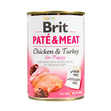 Brit Pate & Meat for Puppy Chicken/Turkey - Консерви для цуценят з куркою та індичкою 0.4 кг