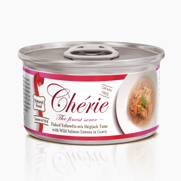 Cherie (Чери) Cat Grain Free Tuna & Salmon All Life Stages - Влажный беззерновой корм для котов всех возрастов кусочки в соусе с мясом тунца и лосося 80 г