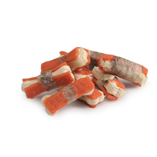 Лакомство Camon (Камон) Dog Treats Mini Bones With Chicken, Beef&Cod Skin для собак мини косточки из говяжьей кожи с курицей и кожей трески 100 г