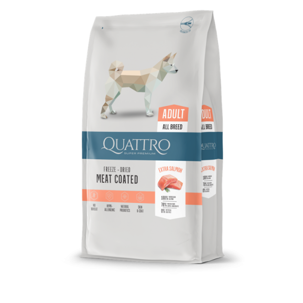 Quattro (Кватро) Dog Extra Salmon Adult All Breed - Сухой корм для взрослых собак всех пород с мясом лосося 12 кг