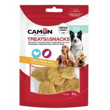Camon (Камон) Dog Treats Breaded Medallions With Sweet Potato&Chicken Chicken - Ласощі для собак курячі медальйони з бататом у паніровці 80 г
