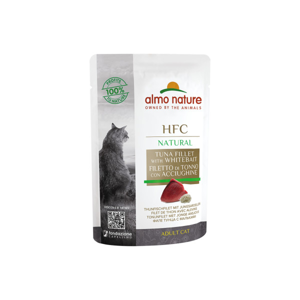 Almo Nature (Альмо Натюр) HFC Cat Natural Tuna With Whitebait - Влажный корм для кошек с тунцем и мальком 55 г