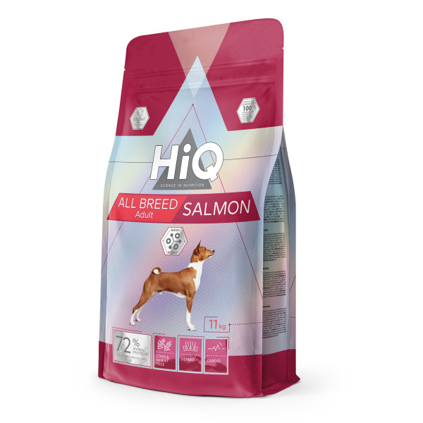 HiQ (Хай Кю) Dog Adult All Breed With Salmon - Сухой корм для собак всех пород с лососем 11 кг