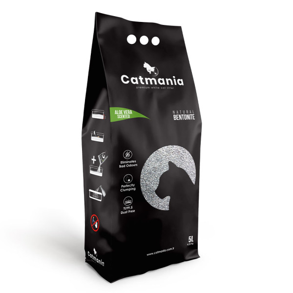 Catmania (Кетмания) Aloe Vera - Наполнитель бентонитовый для кошачьих туалетов с ароматом алоэ вера 5 л