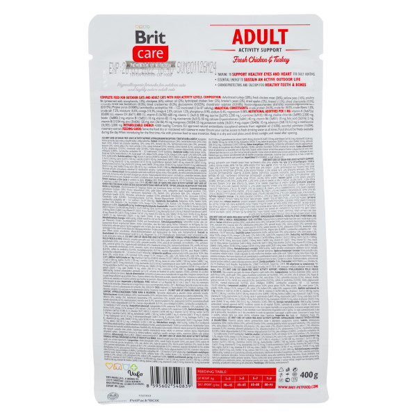 Brit Care (Бріт Кеа) Adult Activity Support - Сухий беззерновий корм для високоактивних дорослих котів 0.4 кг
